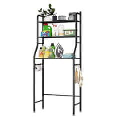 HOME & MARKER® Kupaonska polica iznad WC-a, stalak s 3 razine za organizaciju bez bušenja | BATHFLEX, crna
