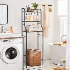 HOME & MARKER® Kupaonska polica iznad WC-a, stalak s 3 razine za organizaciju bez bušenja | BATHFLEX, crna