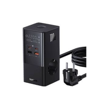 BASEUS BASEUS punjačka stanica, 6 priključaka: 2xAC, 2xUSB, 2xUSB-C, 100W