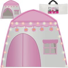 Kruzzel Dječji oxford šator roza 130cm + LED girlanda