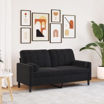 Vidaxl Dvosjed s jastucima, crna, 140 cm, baršun