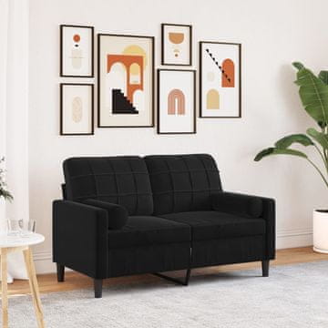 Vidaxl Dvosjed s jastucima, crna, 120 cm, baršun