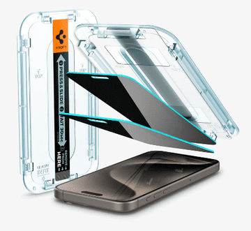 Spigen EZ Fit Privacy zaštitno staklo, za iPhone 15 Pro, 2/1