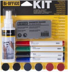 Bi-Office Srednji komplet za bijelu ploču sprej, spužvica, 4 markera, magneti