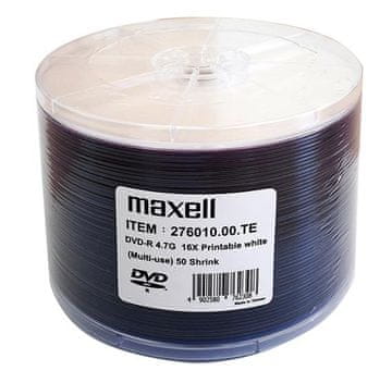 Maxell DVD-R 4,7GB 16X 50 na špuli, za tiskanje Pakirano u shrink foliji
