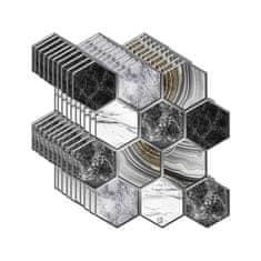 Netscroll 3D samoljepljive zidne naljepnice u obliku heksagona, imitacija mramora, vodootporne, dekorativne ploče za zid, 10 komada, HexagonWall