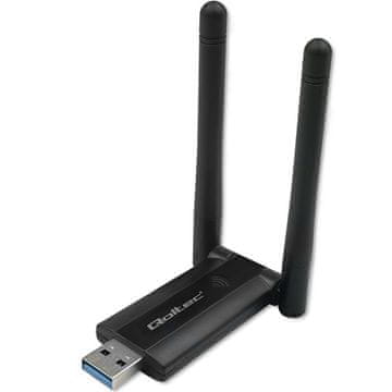 Qoltec Qoltec brzi bežični USB adapter, dvostruki Wi-Fi 2 x 2dBi | Standard AC | USB 3.0 | 1200Mbps