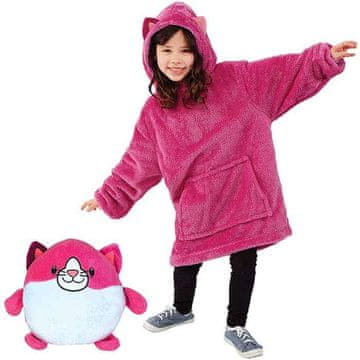 Netscroll 3u1 plišana igračka, jastuk i dječji hoodie s kapuljačom, Maks i Maša, topli pulover koji se pretvara u udoban jastučić, univerzalna veličina za djecu 3–10 godina, KidsHoodie