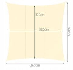 Malatec Vodootporno UV vrtno sjenilo jedro 3,6×3,6m pravokutno bež
