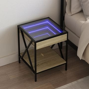 Vidaxl Noćni ormarić Infinity s LED svjetlom, hrast Sonoma, 40x40x49 cm