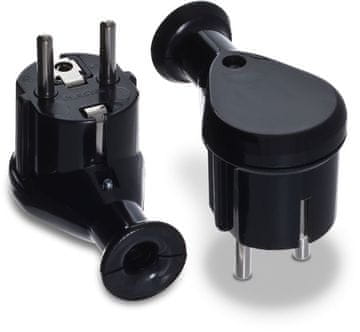 Plast Rol UNI-schuko kutni utikač, 2P+Z 16A 250V crni - VT-301-0055