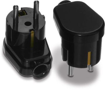 Plast Rol UNI-schuko kutni utikač, odvojivi, 2P+Z 16A, 250V crni - VT-301-0025