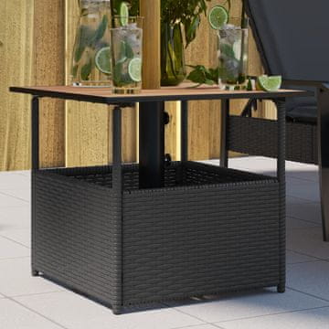 Vidaxl Vrtni stol s otvorom za suncobran crni 55x55x46,5 cm