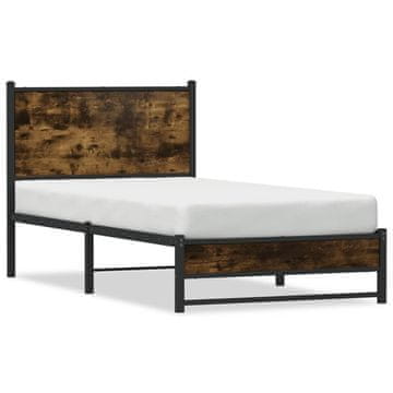 Vidaxl Metalni okvir kreveta bez madraca dimljeni hrast 90x190 cm