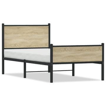 Vidaxl Metalni okvir kreveta, bez madraca, hrast Sonoma, 75x190 cm