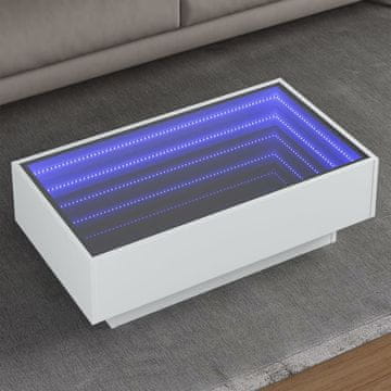 Vidaxl Klub stolić s LED rasvjetom, bijeli, 90x50x30 cm, materijal na bazi drva