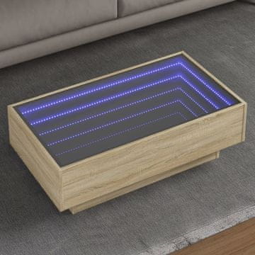 Vidaxl Klub stolić s LED rasvjetom, hrast Sonoma, 90x50x30 cm