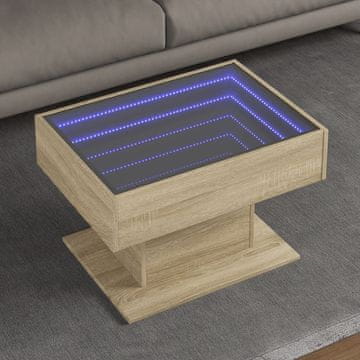 Vidaxl Klub stolić s LED rasvjetom, Sonoma hrast, 70x50x45 cm