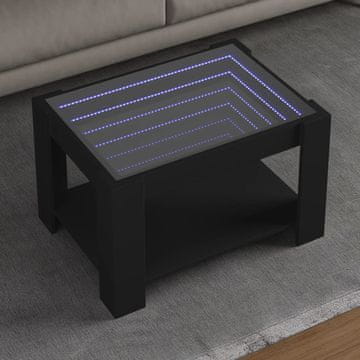 Vidaxl Klub stolić s LED rasvjetom crni 73x53x45 cm, materijal na bazi drva