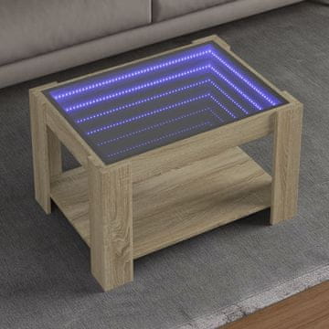Vidaxl Klub stolić s LED rasvjetom, Sonoma hrast, 73x53x45 cm