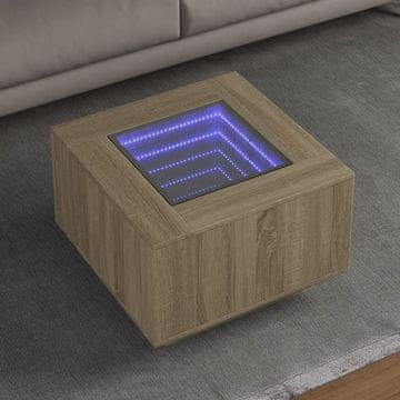 Vidaxl Klub stolić s LED rasvjetom, Sonoma hrast, 60x60x40 cm