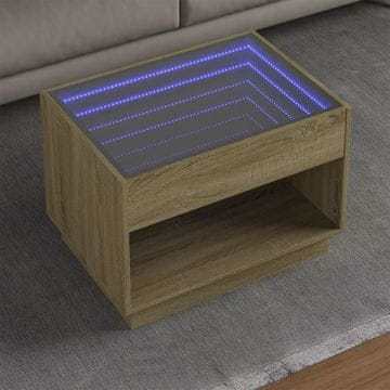 Vidaxl Infinity stolić za kavu s LED rasvjetom, hrast Sonoma, 70x50x50 cm