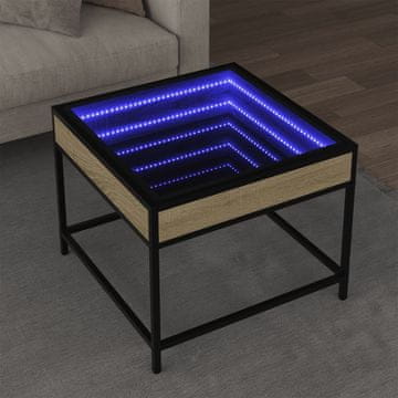 Vidaxl Infinity stolić za kavu s LED rasvjetom, hrast Sonoma, 50x50x41 cm
