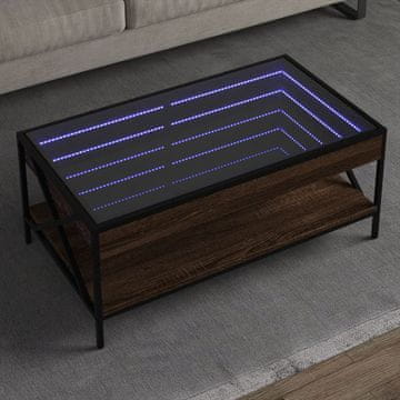 Vidaxl Infinity stolić za kavu s LED rasvjetom, smeđi hrast, 90x50x38 cm