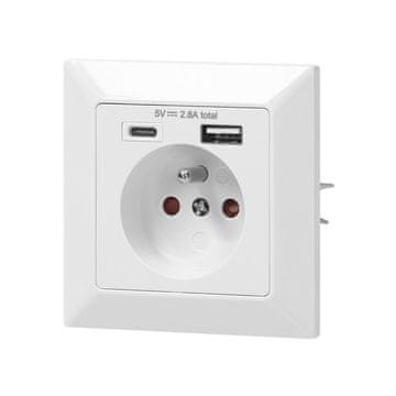 Orno Jednostruka utičnica 2P+Z USB-A + USB-C izlaz - ON-AE-13232