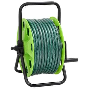 Vidaxl Samostojeći kolut za crijevo s priključcima 0,5", 30 m zeleni PVC