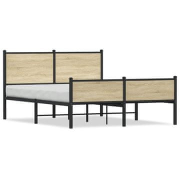 Vidaxl Metalni okvir kreveta, bez madraca, hrast Sonoma, 140x190 cm