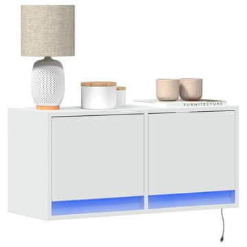 Vidaxl Zidni TV ormarić s LED rasvjetom, bijeli, 80x31x35 cm