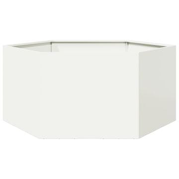 Vidaxl Vrtna žardinjera bijela šesterokutna 104x90x45 cm čelična