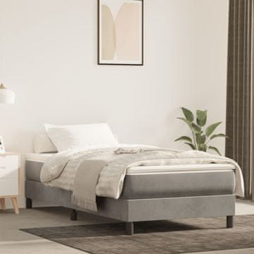 Vidaxl Madrac s džepićastim oprugama svijetlosivi 90x220x20 cm baršun