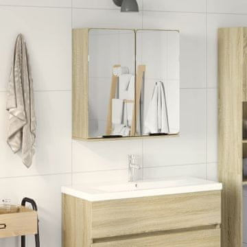 Vidaxl Kupaonski ormarić s ogledalom Sonoma hrast 64,5x20x66,5 cm