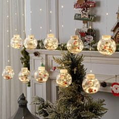 HOME & MARKER® LED božićne kuglice, s figuricama i snijegom, 10 kom, dekorativna božićna zavjesa, ukras | XMASBALL