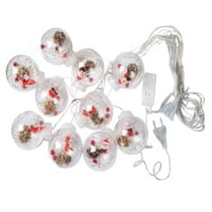 HOME & MARKER® LED božićne kuglice, s figuricama i snijegom, 10 kom, dekorativna božićna zavjesa, ukras | XMASBALL