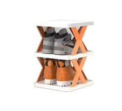 HOME & MARKER® Sklopivi stalak za cipele s 4 police, organizator cipela za hodnik i ormar (bijelo-narančasti) | OBUCKO