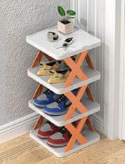 HOME & MARKER® Sklopivi stalak za cipele s 4 police, organizator cipela za hodnik i ormar (bijelo-narančasti) | OBUCKO