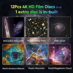 Netscroll Galaxy projektor za djecu i odrasle, projektor galaksije, 12 prikaza svemira, USB punjenje, rotacija, tajmer, tihi rad, Planetarium