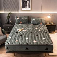 HOME & MARKER® Navlaka za madrac i jastuke, posteljina, mekana i udobna (Zelena s trikotnicima, 140 x 200) | VELVETLUX