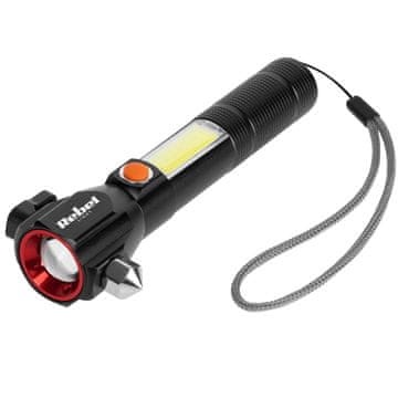 Rebel TOOLS 3u1 taktička baterija. LED COB alu. svjetiljka ZOOM čekić