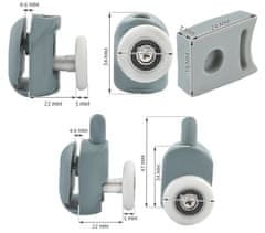 Ruhhy 8x PVC + inox zamjenski kotači za tuš kabinu