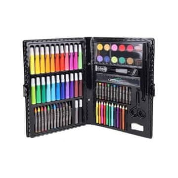Netscroll Slikarski komplet 86 dijelova u kovčegu, set za crtanje i slikanje s bojicama, flomasterima, voštanim bojama i akvarelom, za djecu i početnike, PaintingKit.