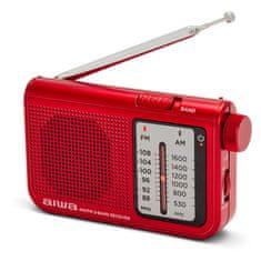 AIWA žepni radio FM/AM RS-55/RD, s teleskopskom antenom i stereo slušalicama