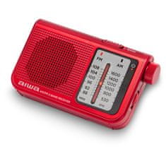 AIWA žepni radio FM/AM RS-55/RD, s teleskopskom antenom i stereo slušalicama