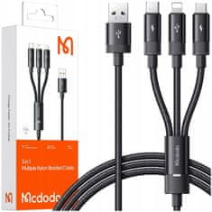 Mcdodo Mcdodo 3U1 Usb Kabel Za Brzo Punjenje Usb-C Lightning Micro Usb Qc 1M Led