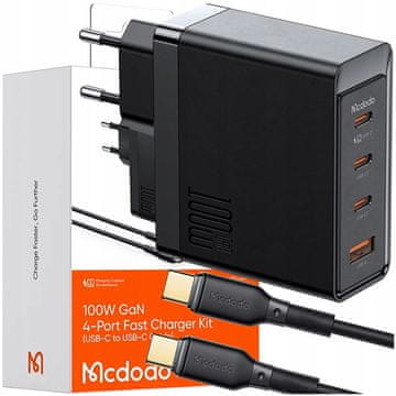 Mcdodo Mcdodo Brzi Zidni Punjač Gan Za Macbook 4X Usb-C Usb 100W 2M Kabel