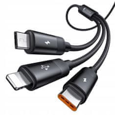 Mcdodo Mcdodo 3U1 Usb Kabel Za Brzo Punjenje Usb-C Lightning Micro Usb Qc 1M Led