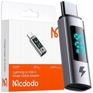 Mcdodo Mcdodo Adapter Usb-C Usb Tip-C Na Lightning Iphone 60W Mjerač